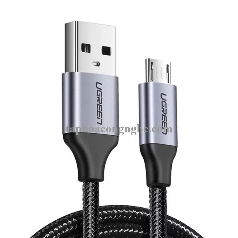 Ugreen 60403 3M QC3.0 màu đen đầu bọc nhôm chống nhiễu cáp Micro sang USB 2.0 sạc và truyền dữ liệu từ máy tính ra điện thoại US290 30060403